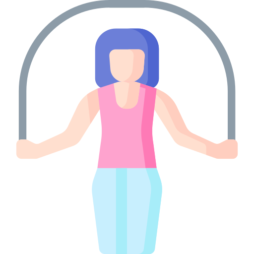 woman jumping rope with arms wide